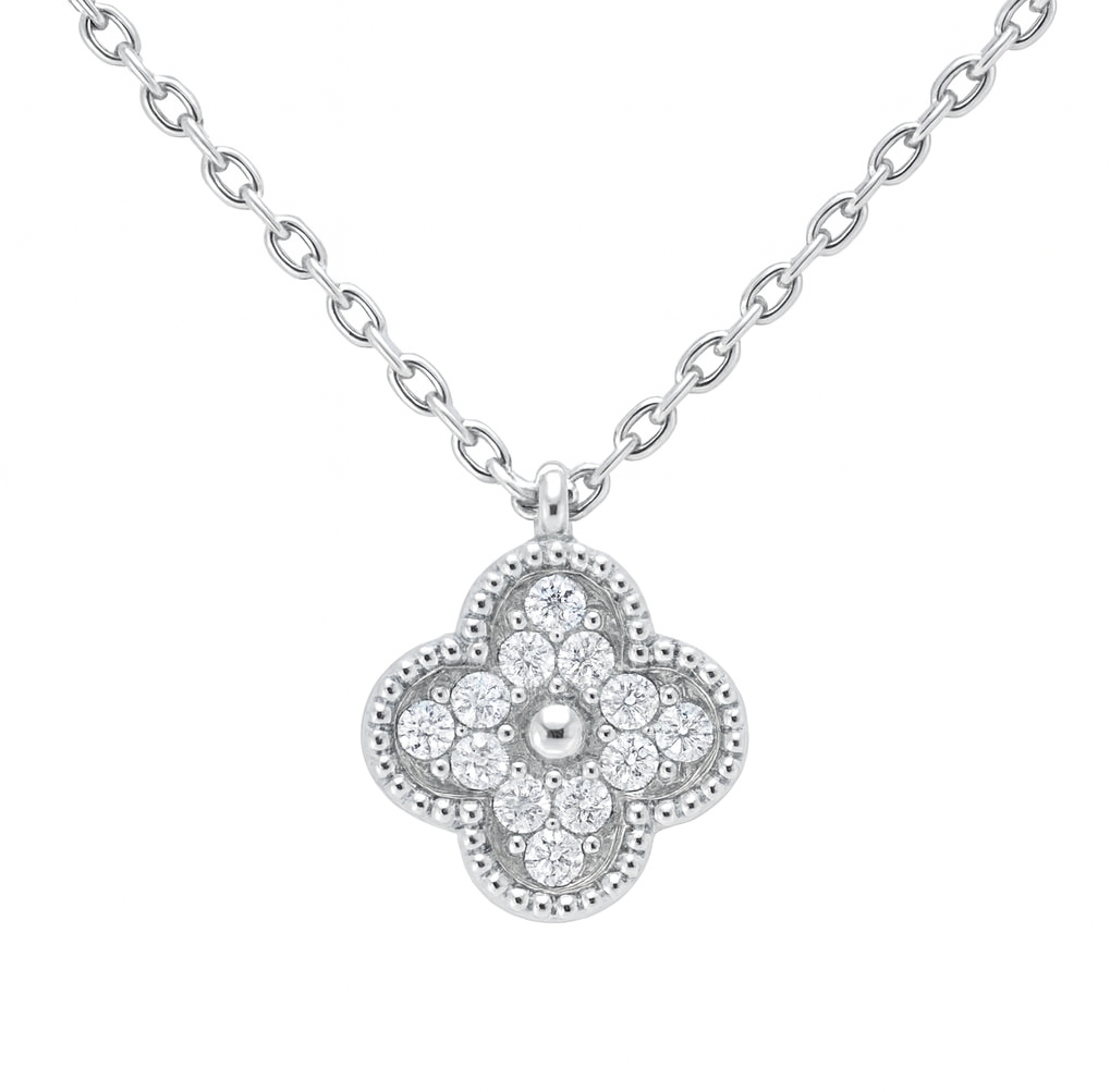 The Silver Sparkling Fortuna Bloom Flower Necklace