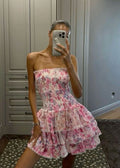 Cecilia | Strapless Floral Dress