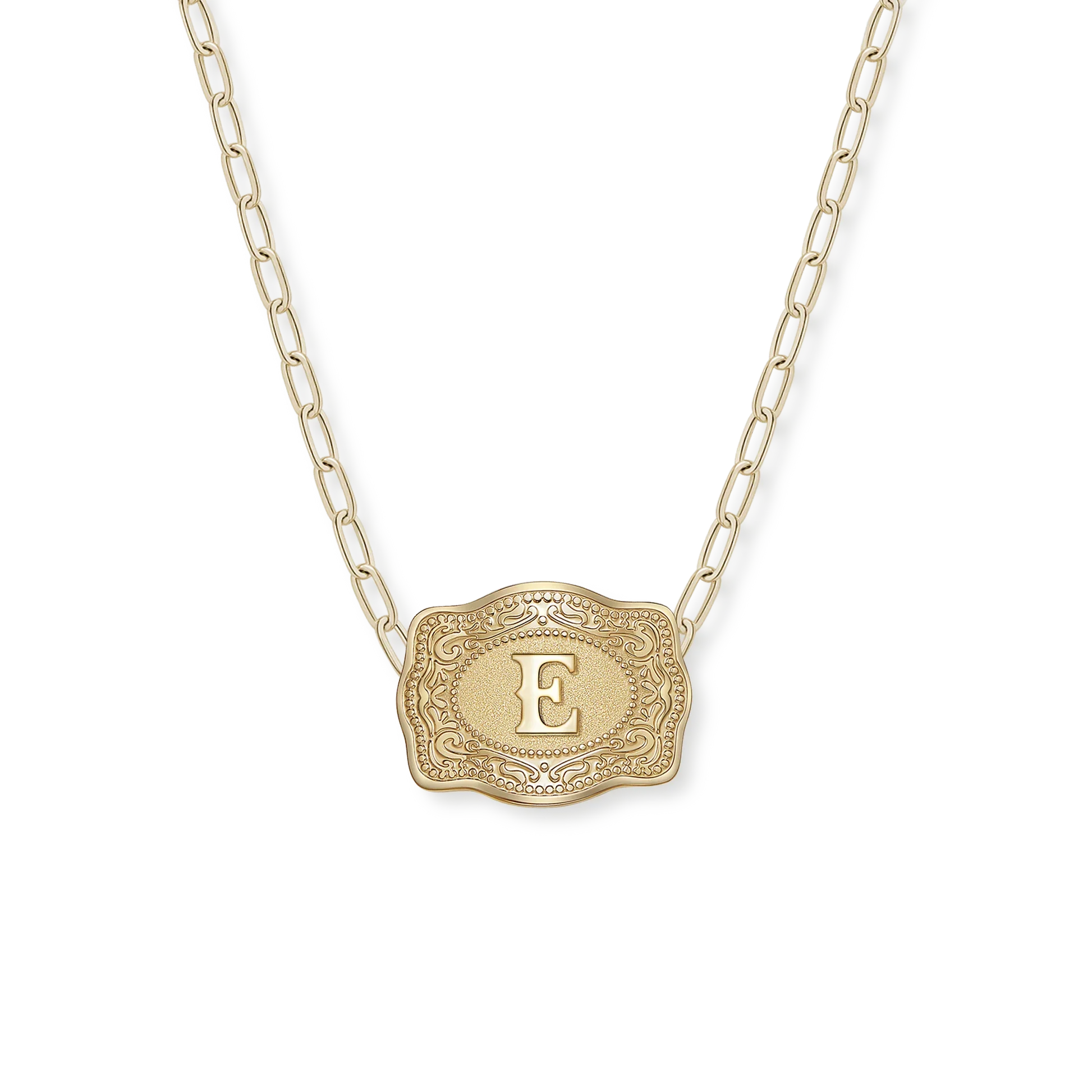 Belt Buckle Initial Necklace