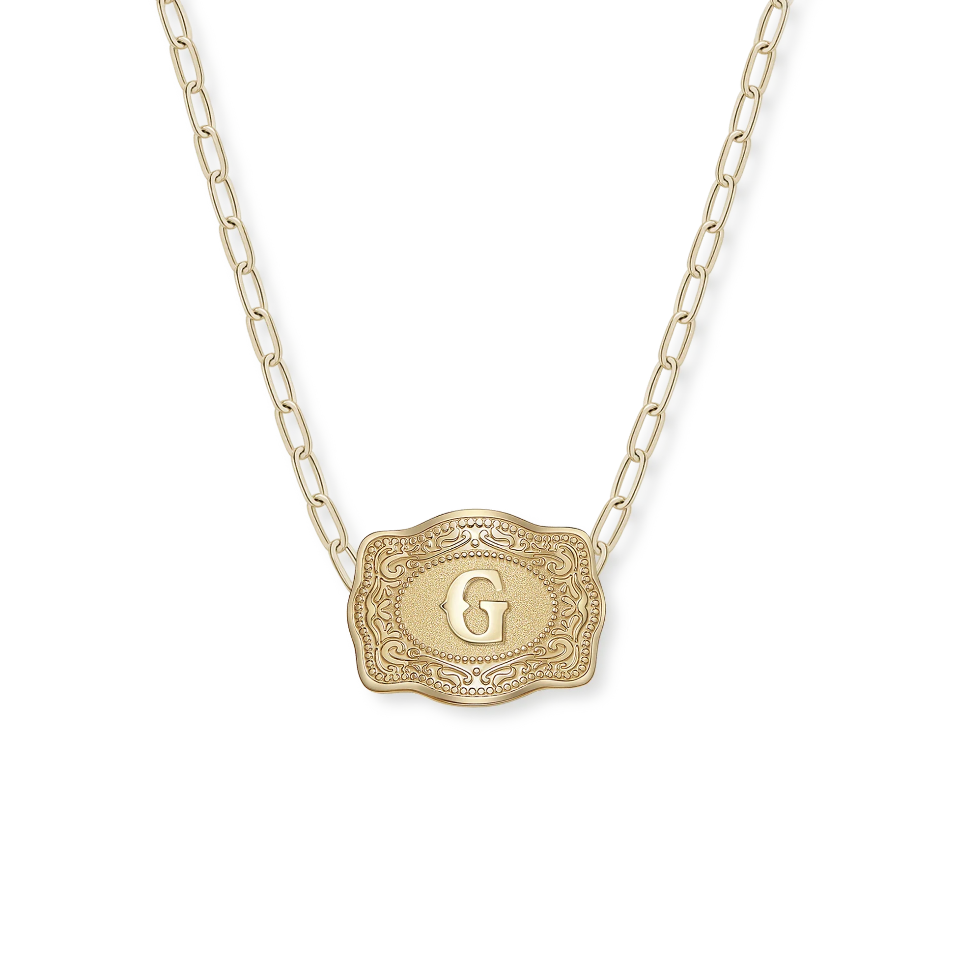Belt Buckle Initial Necklace