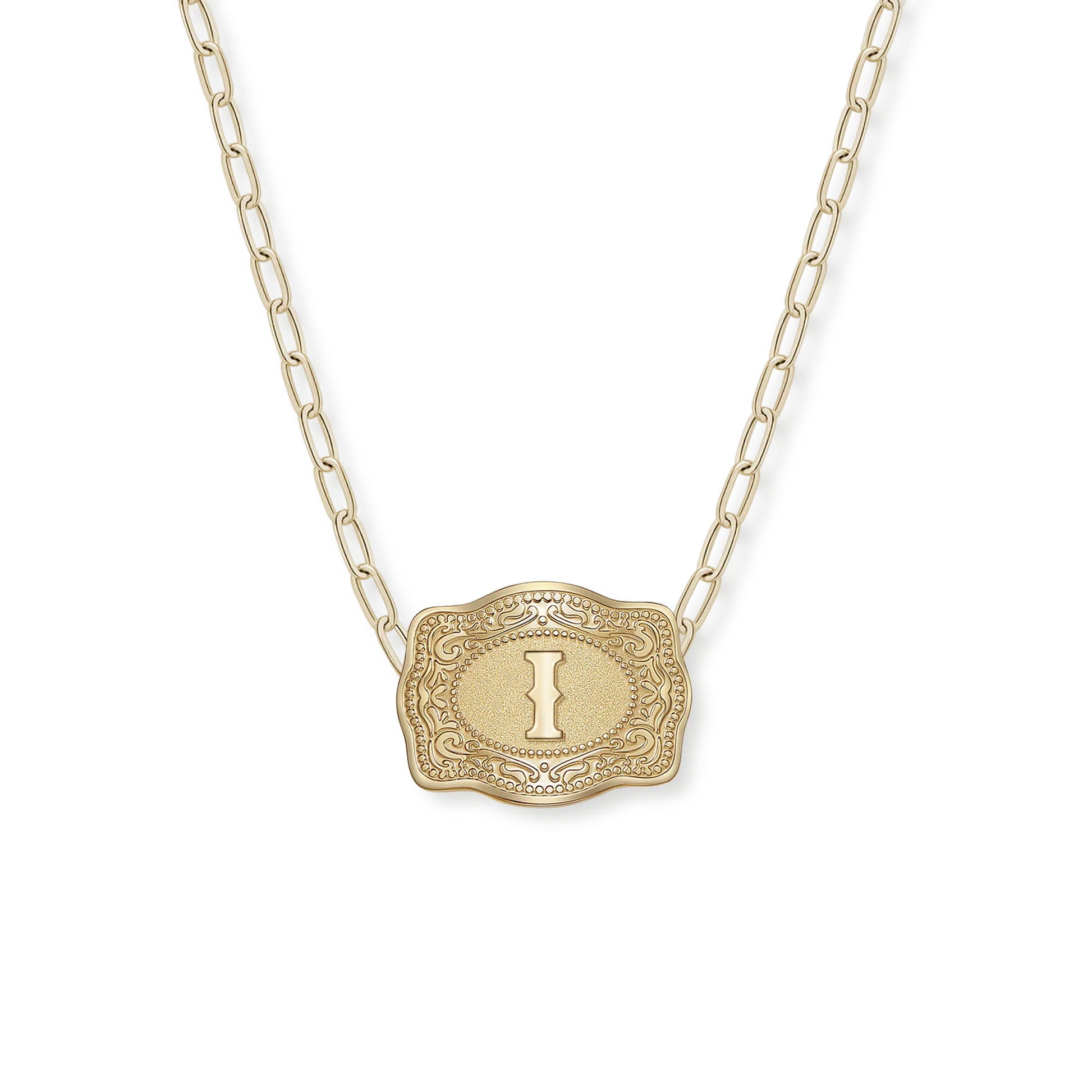 Belt Buckle Initial Necklace