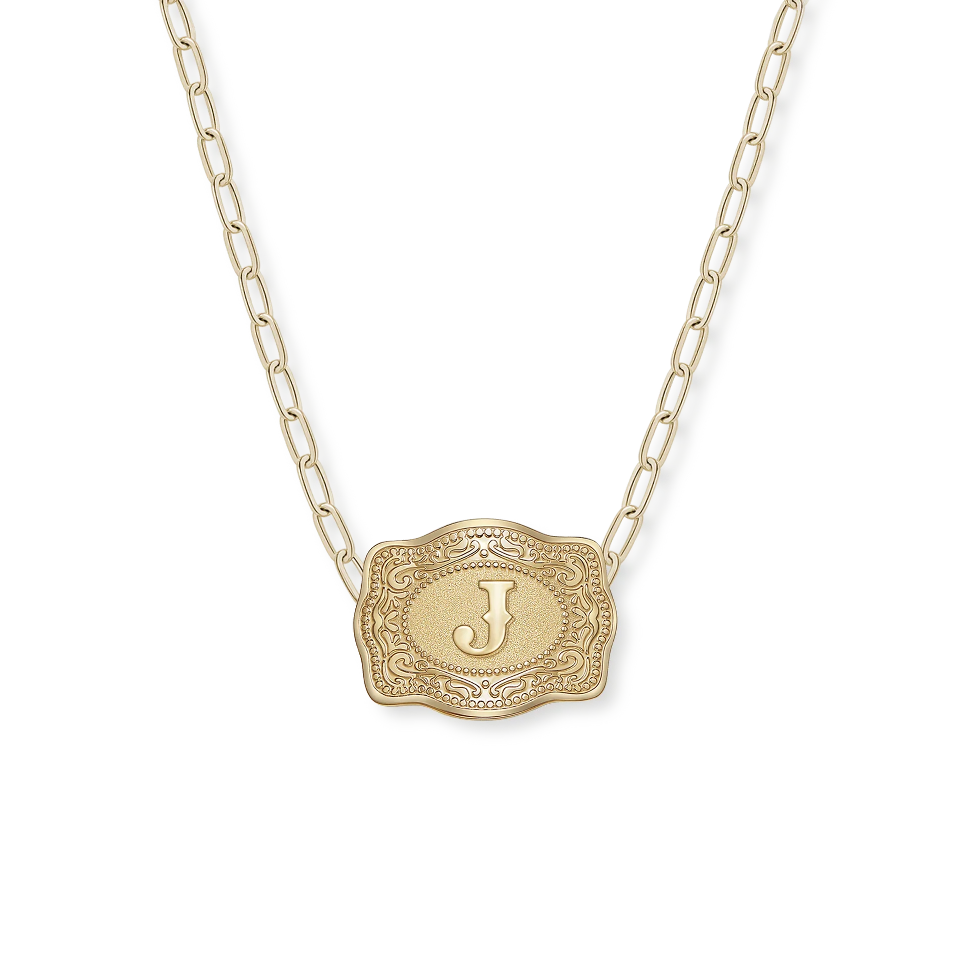 Belt Buckle Initial Necklace