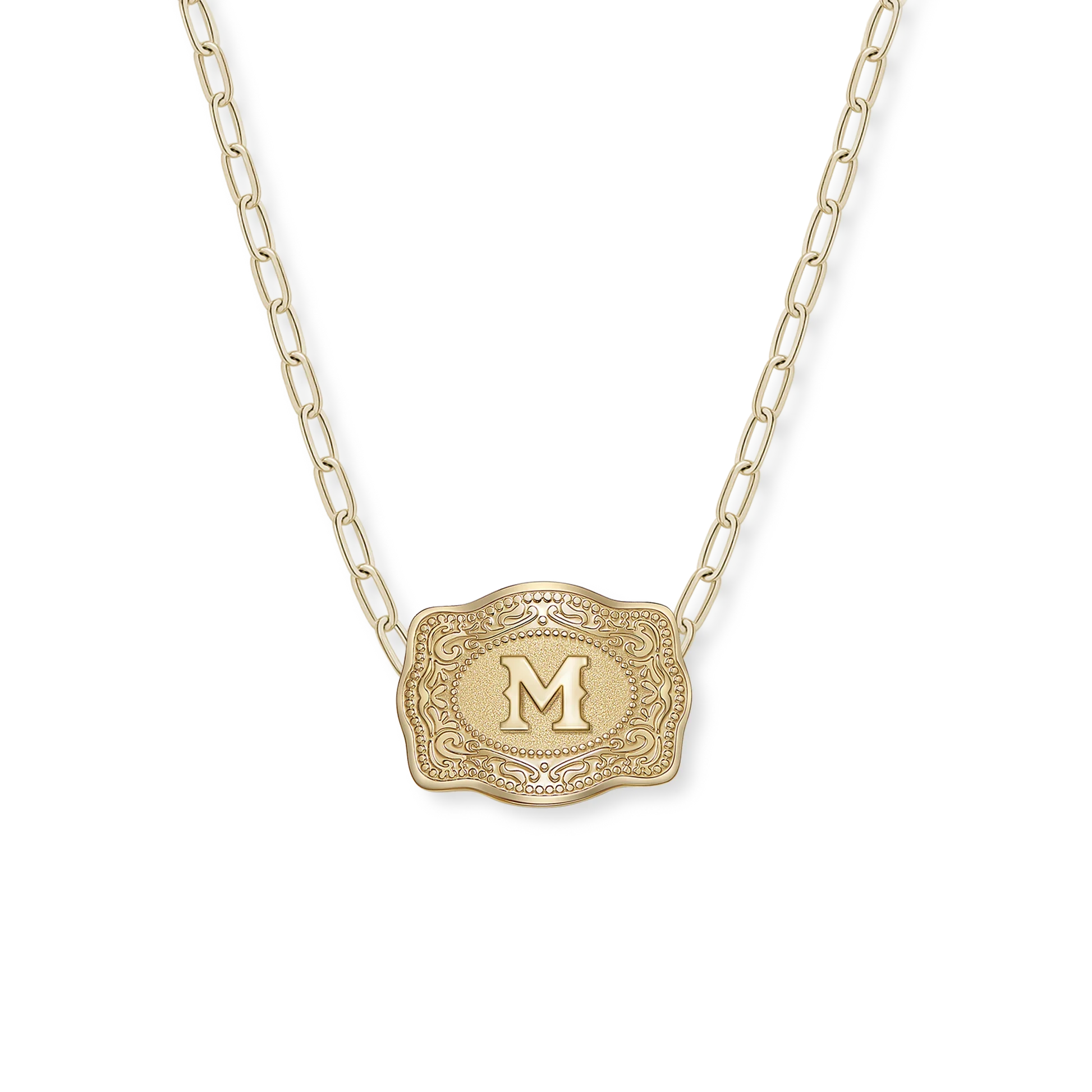 Belt Buckle Initial Necklace