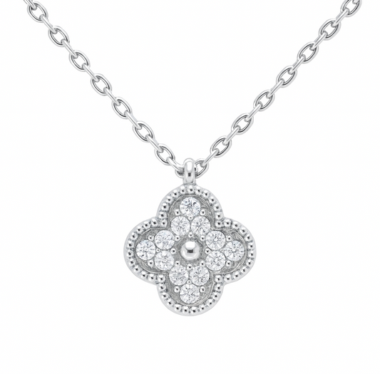 The Silver Sparkling Fortuna Bloom Flower Necklace