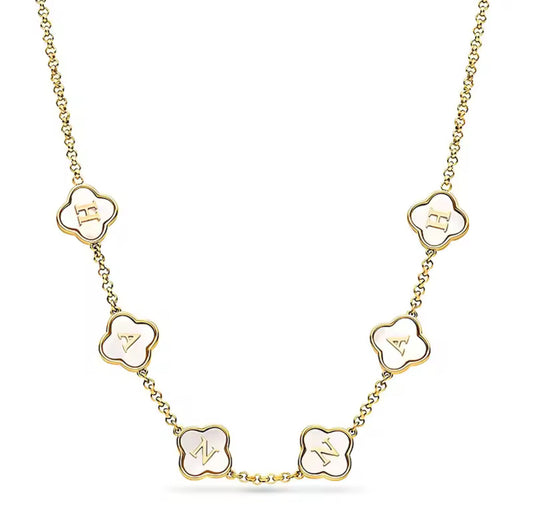 The Gold Personalised Name Clover Necklace
