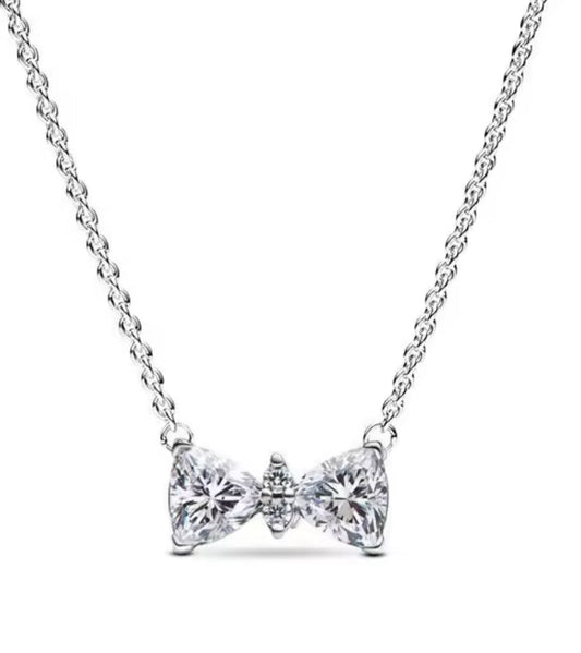 The Dainty Sparkling Bow Grace Necklace