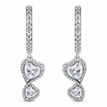 The Silver Sparkling Double Heart Drop Earrings