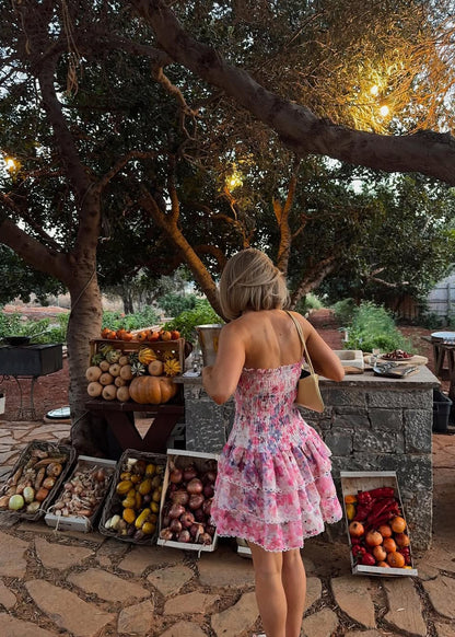 Cecilia | Strapless Floral Dress