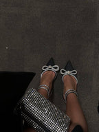 Cecilia Crystal Bow Wrap Heels
