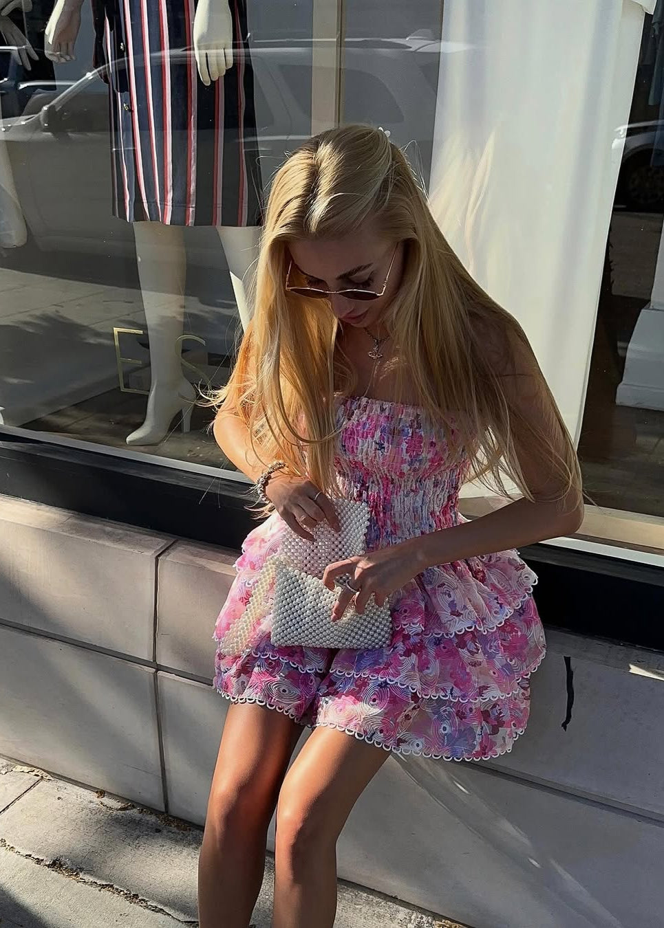 Cecilia | Strapless Floral Dress